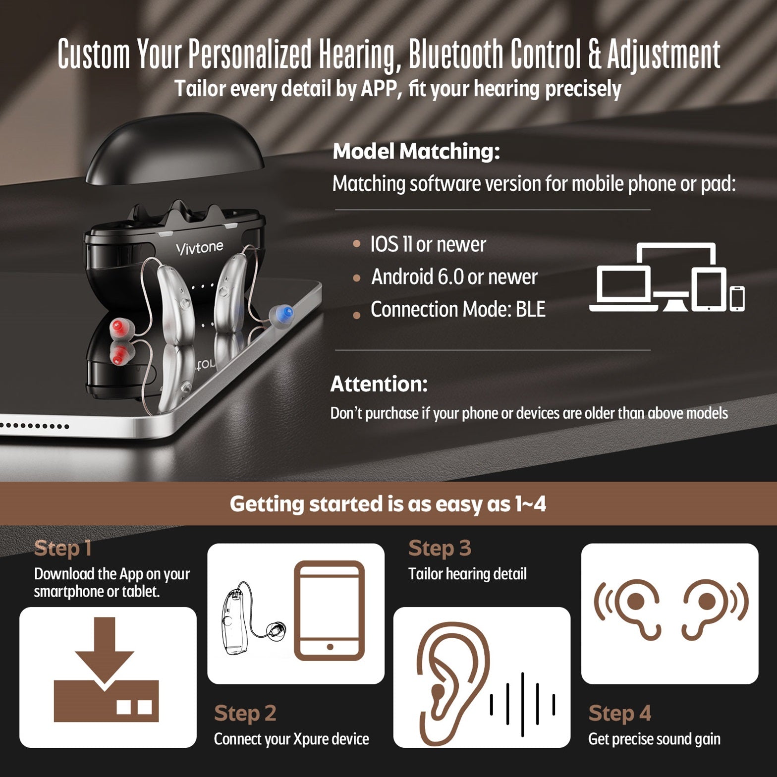Vivtone Xpure-b Bluetooth Hearing Aids